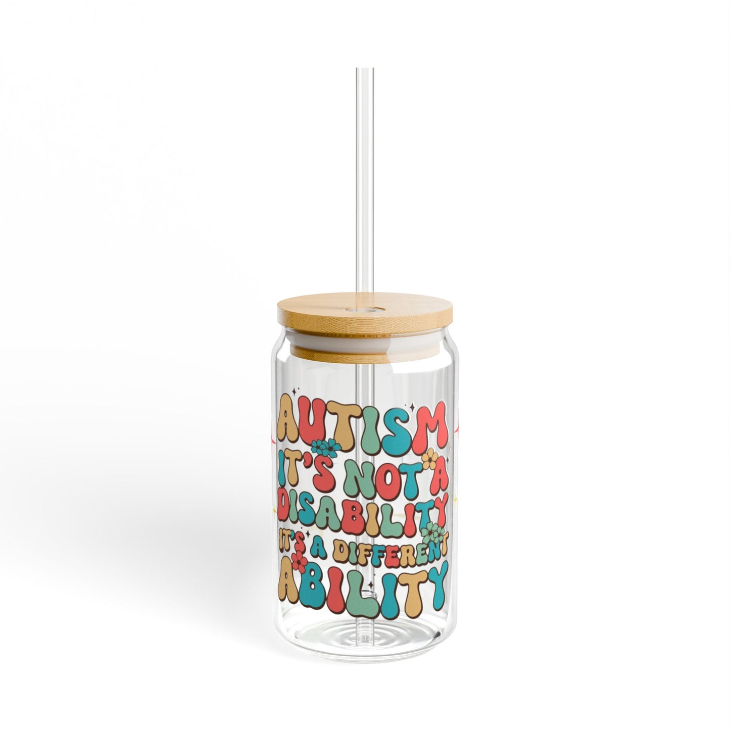 Colorful Autism Awareness Sipper Glass, 16oz - Advocacy Cup