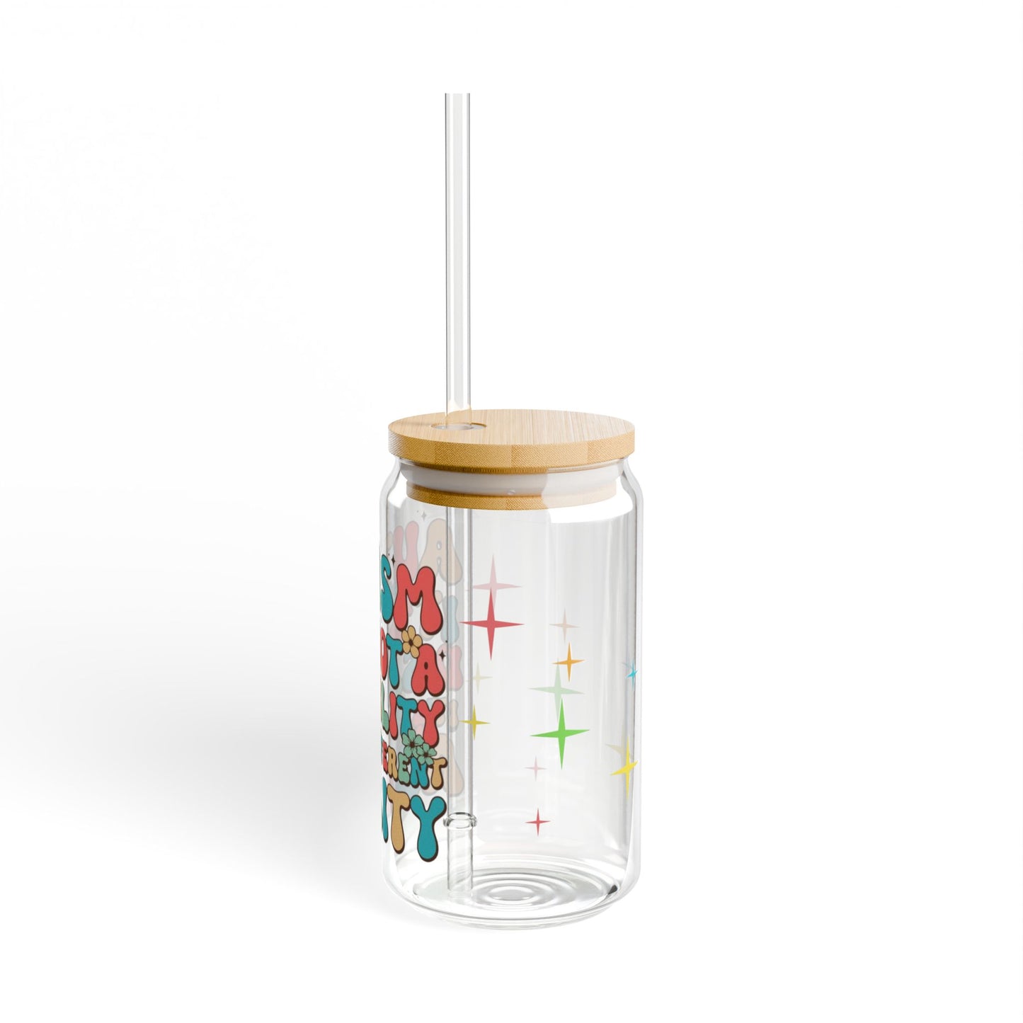 Colorful Autism Awareness Sipper Glass, 16oz - Advocacy Cup