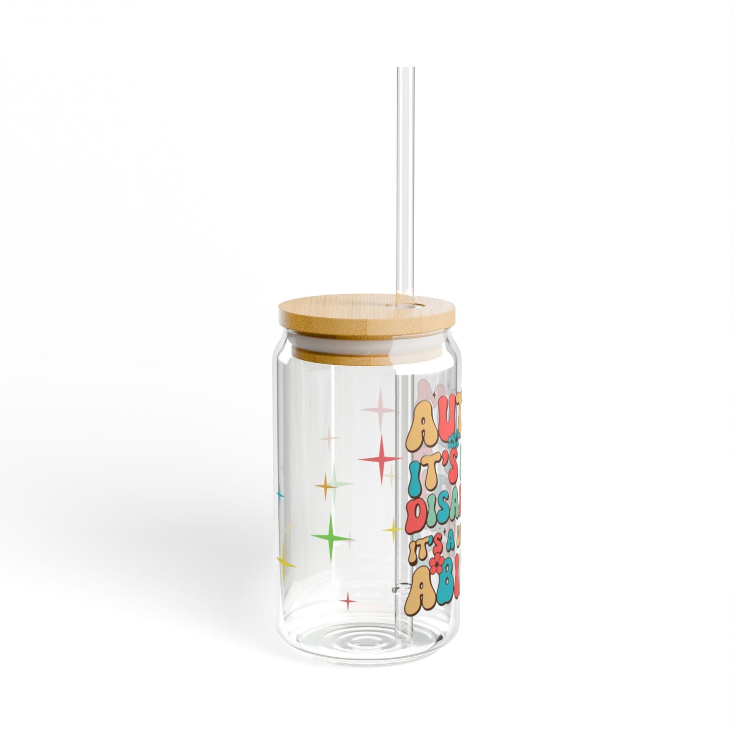 Colorful Autism Awareness Sipper Glass, 16oz - Advocacy Cup