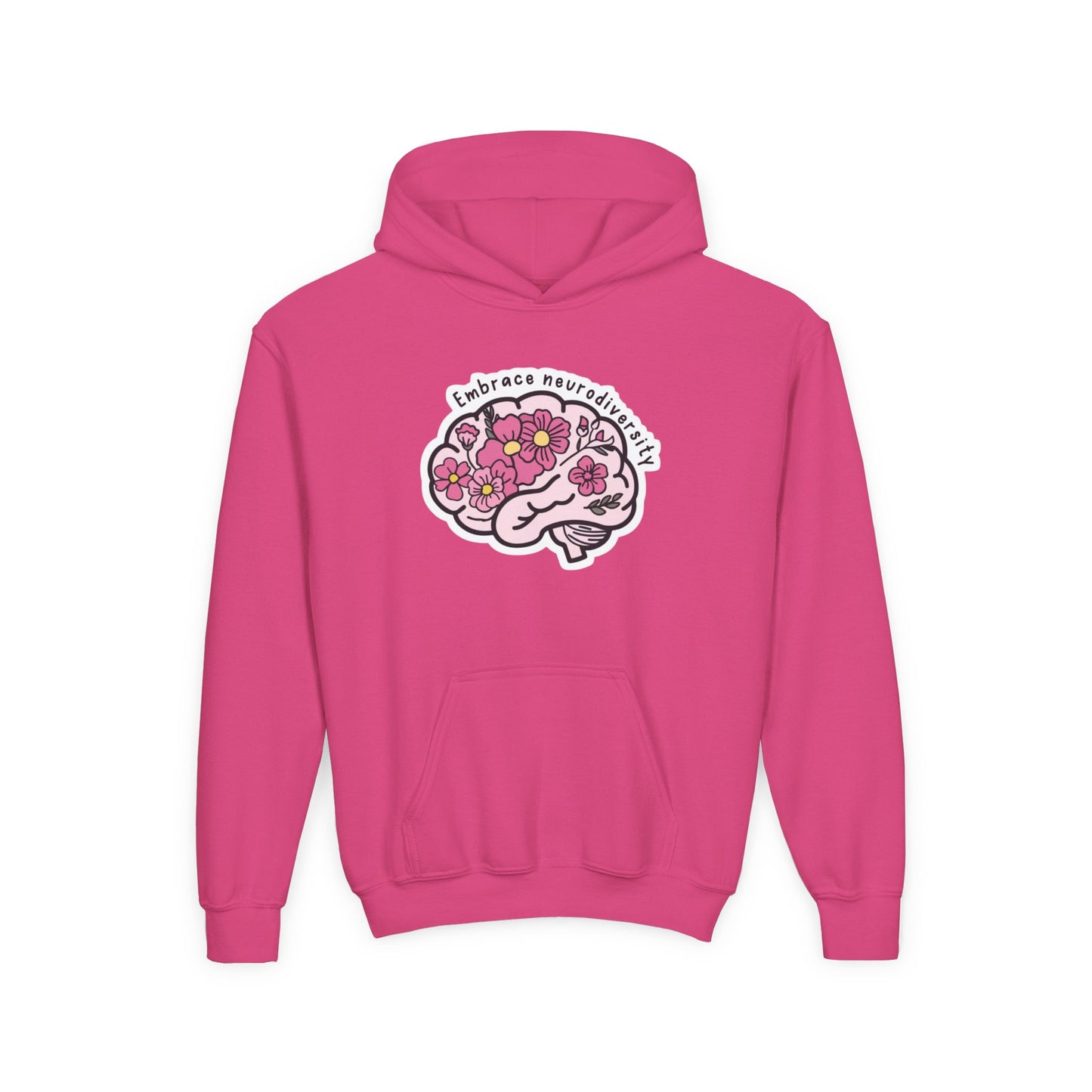 Youth Floral Brain Hoodie - Embrace Neurodiversity