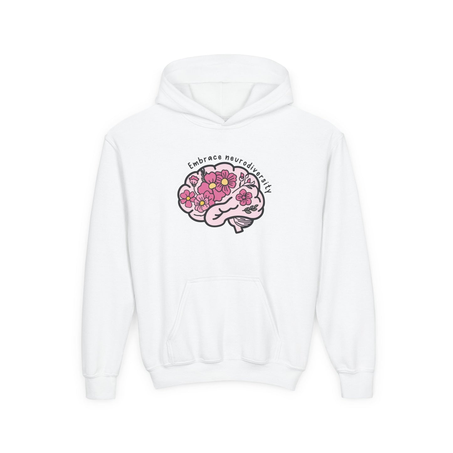 Youth Floral Brain Hoodie - Embrace Neurodiversity
