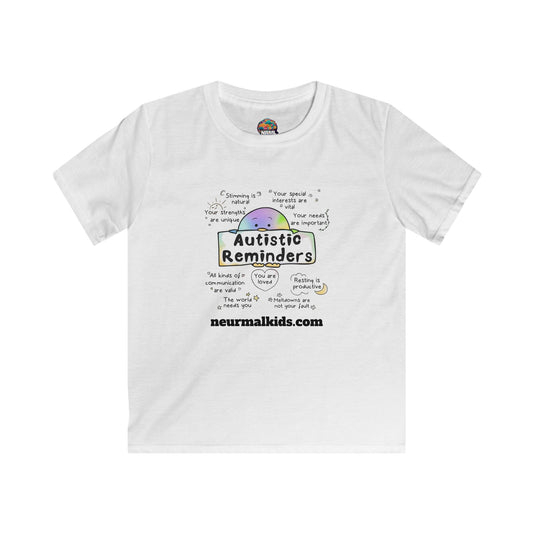 Autistic Reminders Kids Softstyle Tee