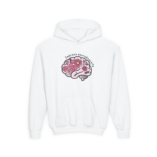 Youth Floral Brain Hoodie - Embrace Neurodiversity